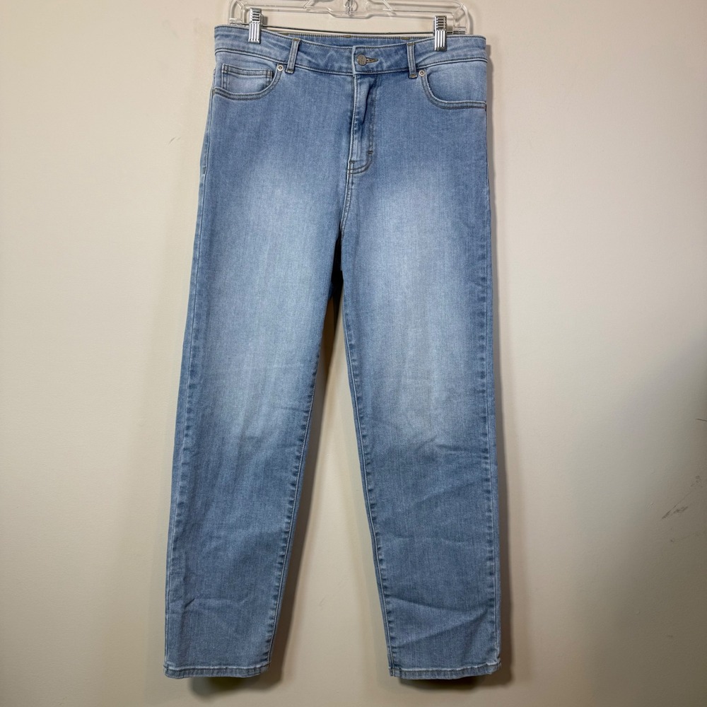 J.McLaughlin Straight Leg Jeans Women 10 Light Wash Stretch Classic Everyday